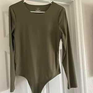 nuuds crewneck bodysuit - olive - size large